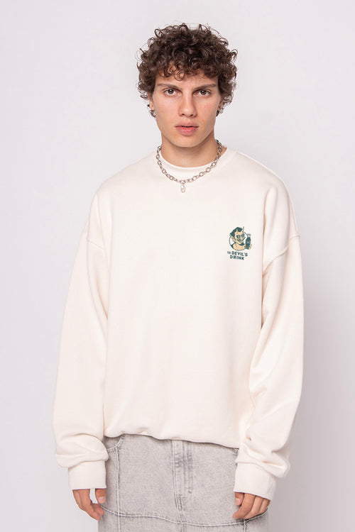 Elfenbeinfarbenes Sweatshirt aus Bio-Baumwolle „Gas Station“
