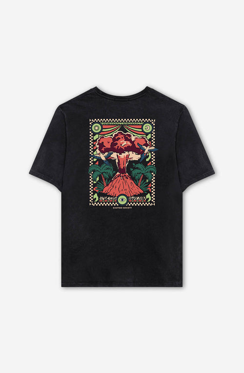T-shirt noir délavé Volcanic Symphony
