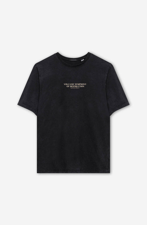 T-shirt noir délavé Volcanic Symphony