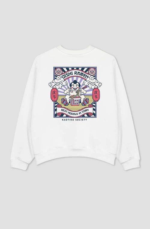 Weißes Oishi Ramen-Sweatshirt aus Bio-Baumwolle
