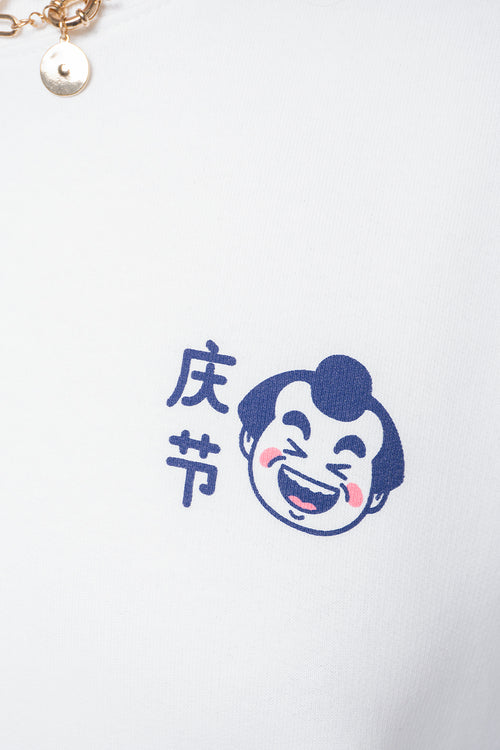 Weißes Oishi Ramen-Sweatshirt aus Bio-Baumwolle
