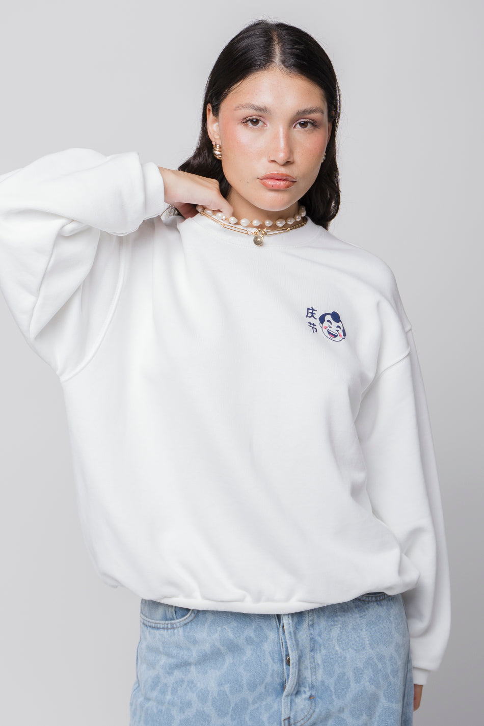 Weißes Oishi Ramen-Sweatshirt aus Bio-Baumwolle