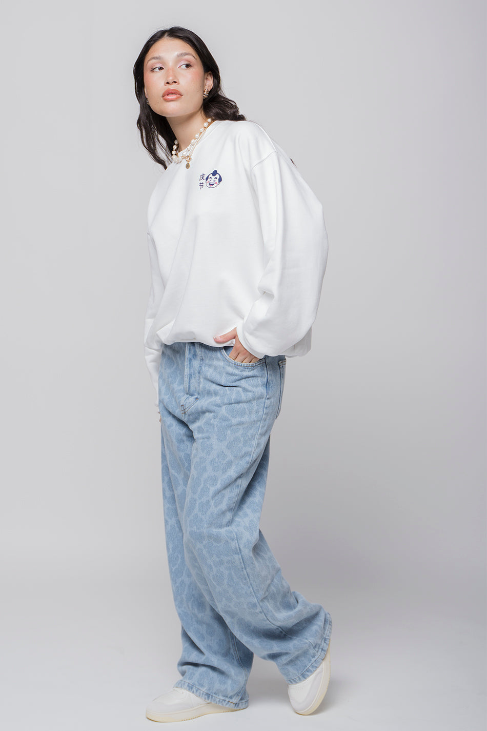 Weißes Oishi Ramen-Sweatshirt aus Bio-Baumwolle