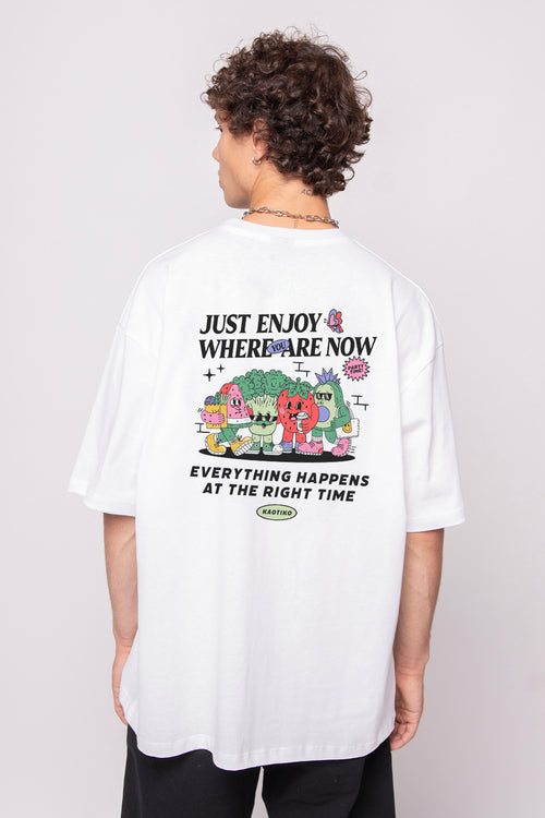 Just Enjoy – Weißes T-Shirt aus Bio-Baumwolle
