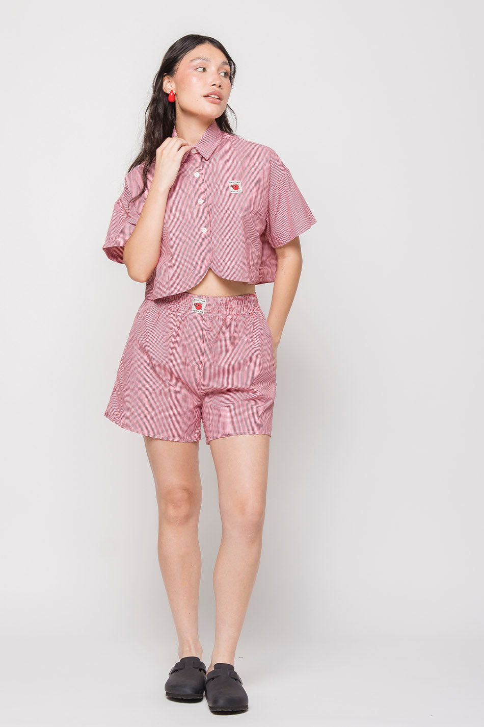 Short Apfelrot Kariert