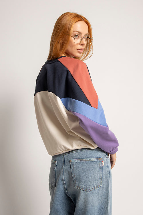 Sweatshirt „Elina“ in Elfenbein/Marineblau