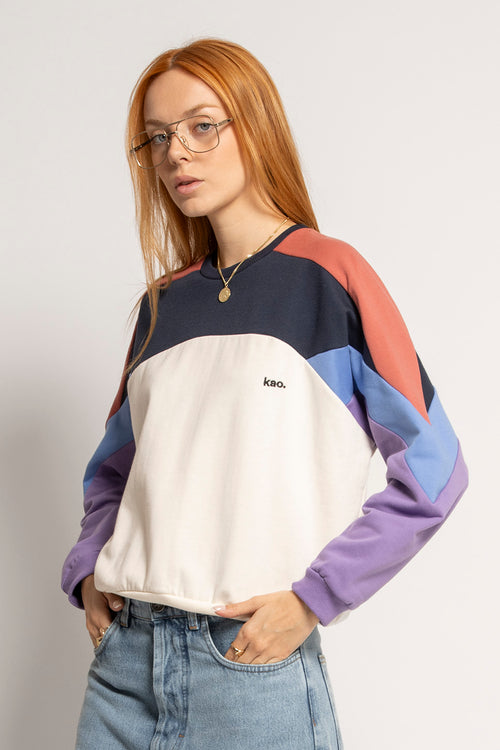 Sweatshirt „Elina“ in Elfenbein/Marineblau