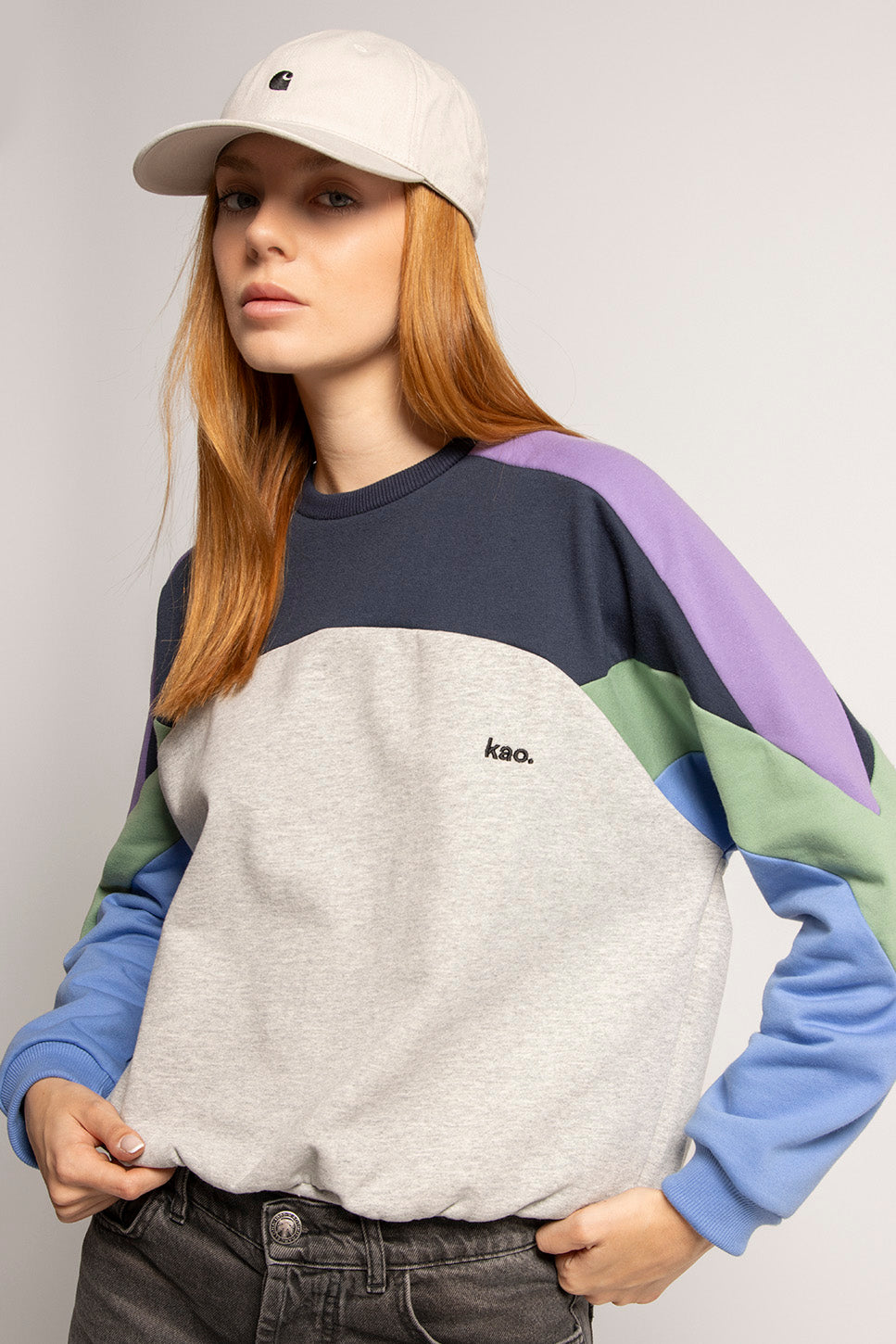 Sweatshirt Elina in Grau/Marineblau
