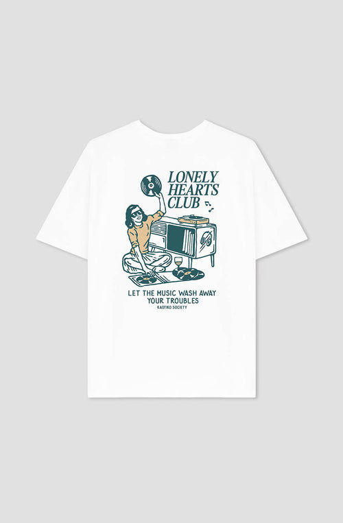 T-shirt blanc en coton biologique Lonely Hearts