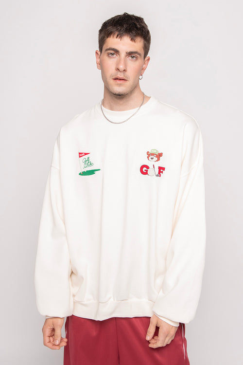 Washed Bear Golf Club Elfenbeinfarbenes Sweatshirt
