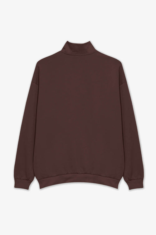 Braunes Kaotiko Society-Sweatshirt mit halbem Reißverschluss