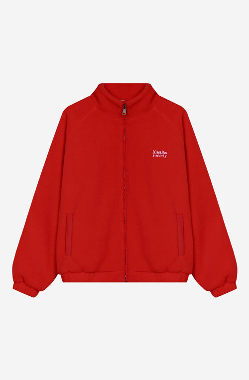 Das Leben ist knifflig Rote Fleecejacke