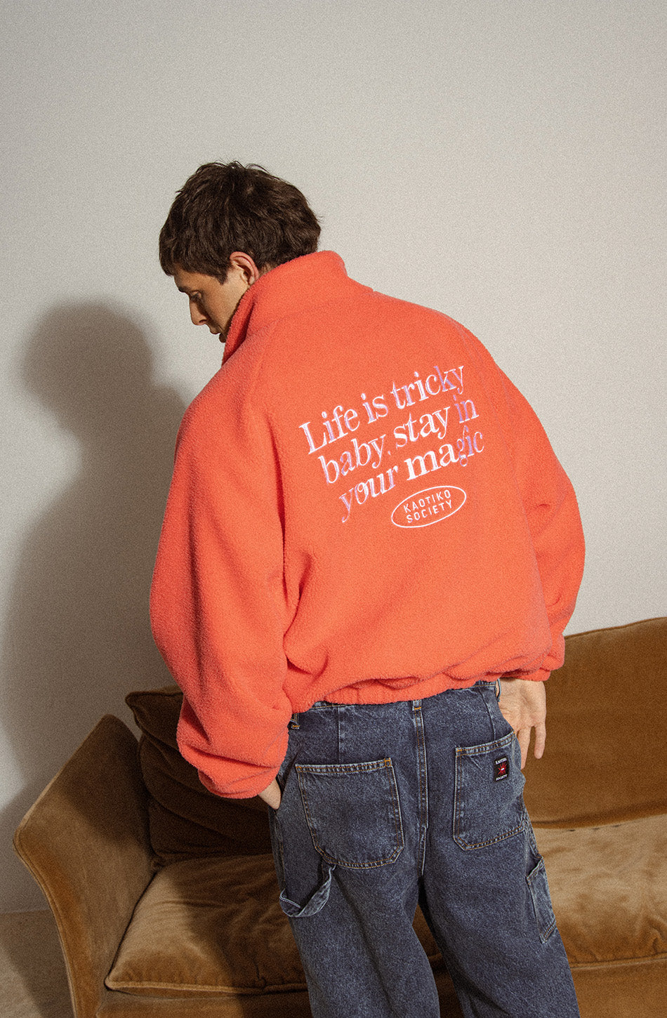 Das Leben ist knifflig Rote Fleecejacke