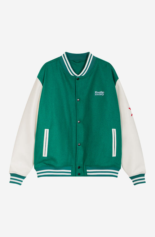 Tricky Love Green Baseball Jacket