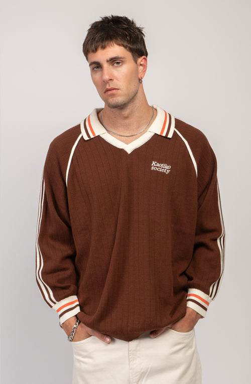 Braunes Poloshirt von Retro Sport Society