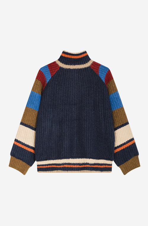 Marineblaue Jacke mit Indie-Streifen