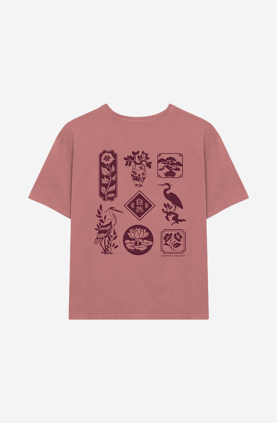 Burgunderrotes T-Shirt „Washed Lotus“