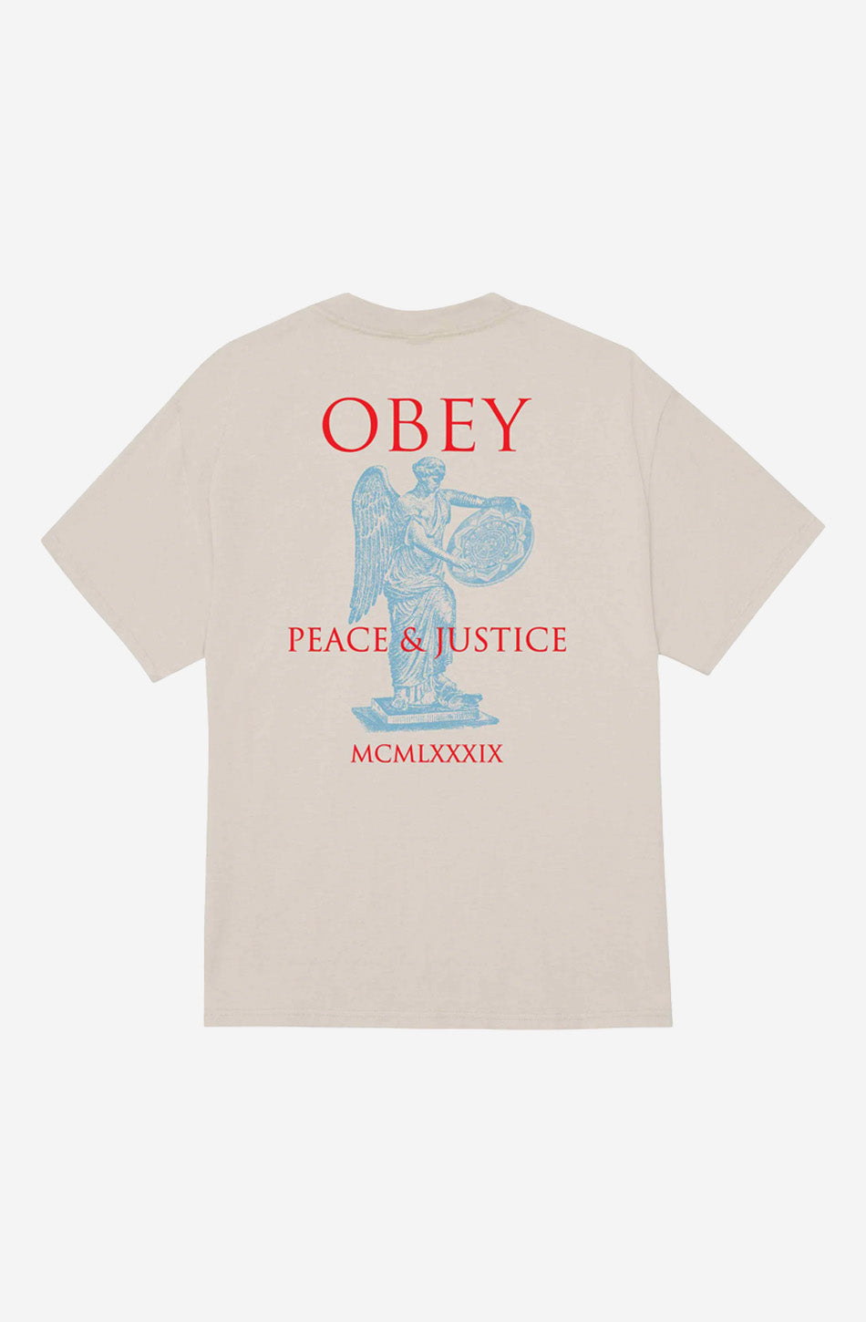 Obey Peace Justice Statue Silbergrau T-Shirt