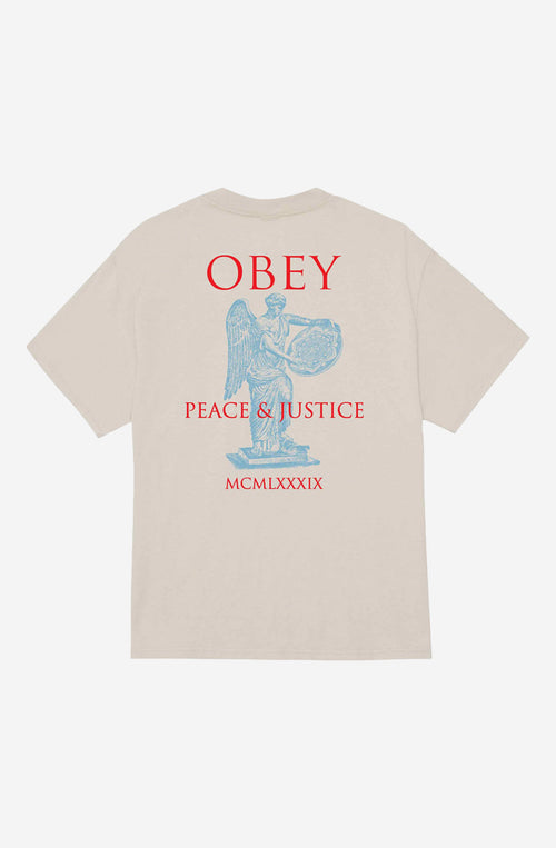 Obey Peace Justice Statue Silbergrau T-Shirt