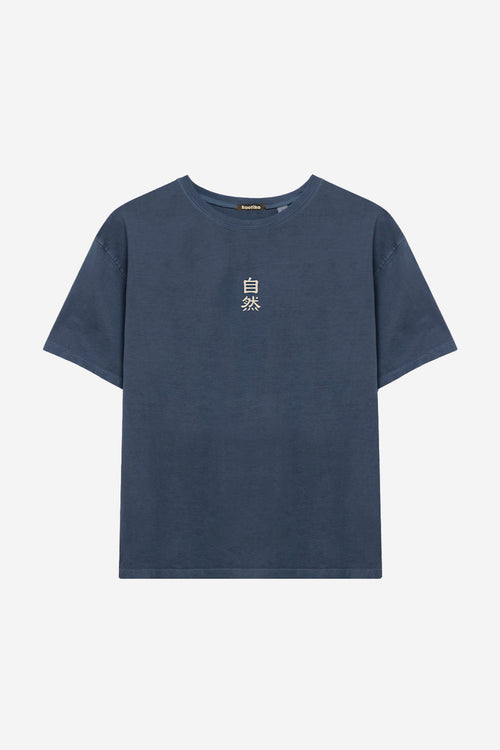 Gewaschenes Blood Of China T-Shirt Marineblau