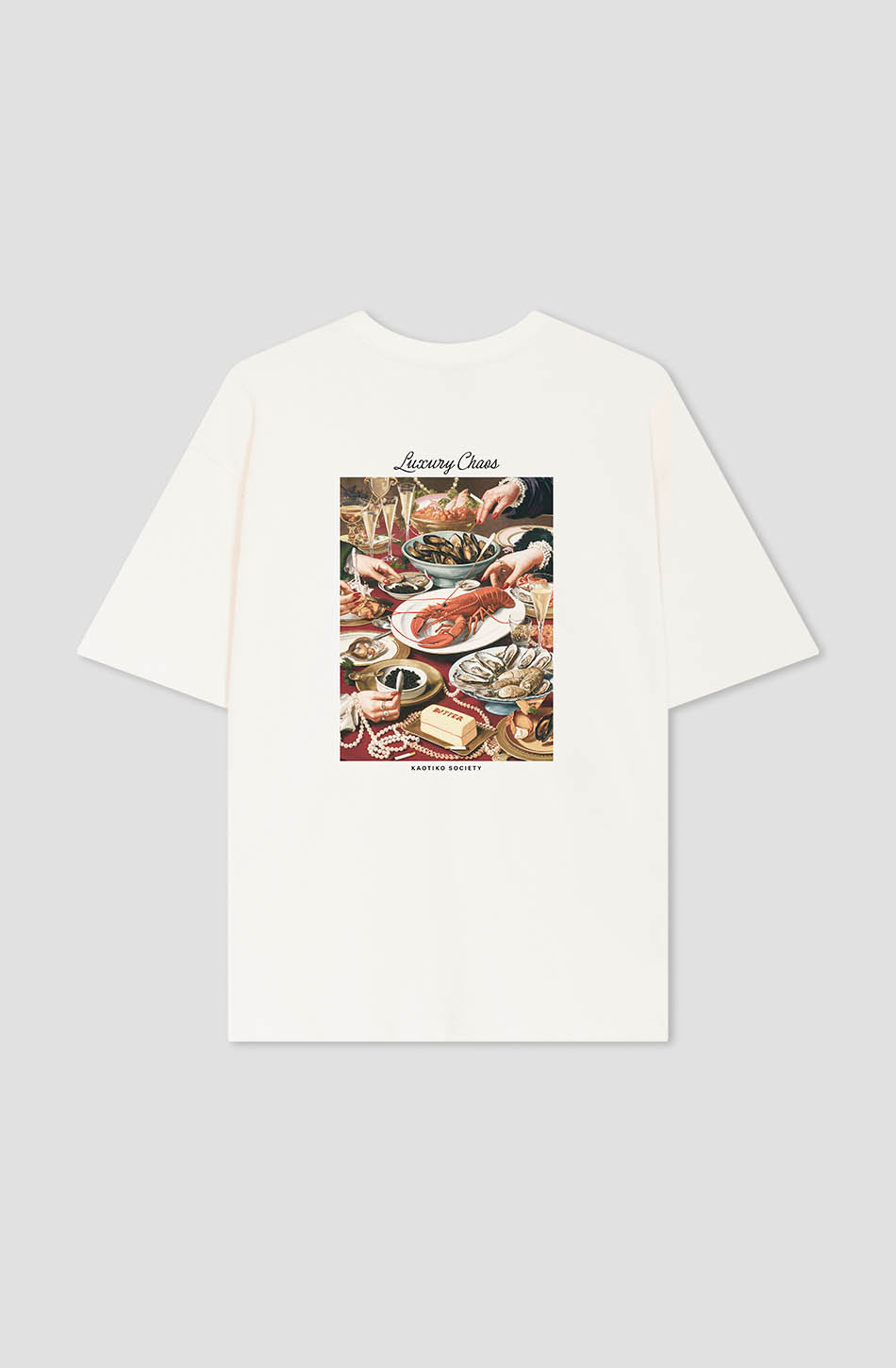 Luxus-T-Shirt aus Bio-Baumwolle „Chaos“ in Elfenbein