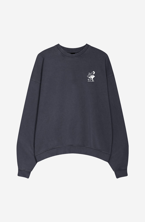 Washed Cocktail Man Marineblaues Sweatshirt