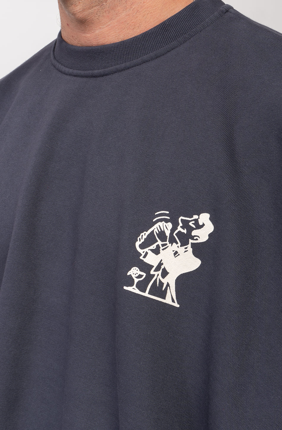 Washed Cocktail Man Marineblaues Sweatshirt