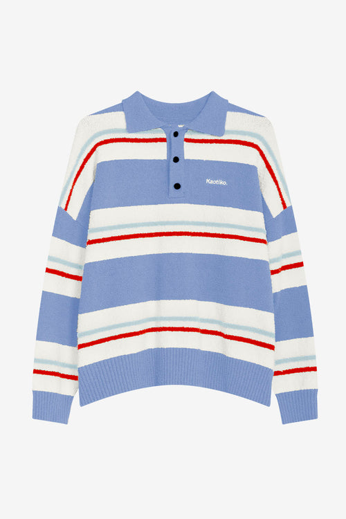 Poloshirt mit Streifen in Marineblau/Rot