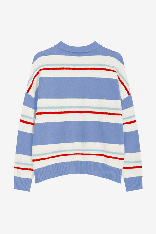 Poloshirt mit Streifen in Marineblau/Rot