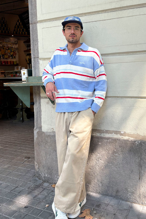 Poloshirt mit Streifen in Marineblau/Rot