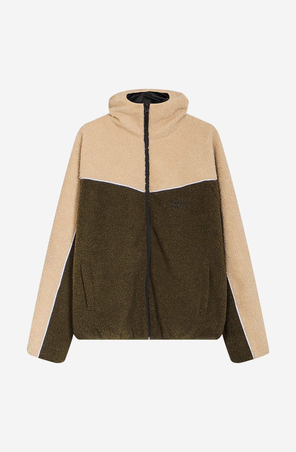 Fleecejacke kombiniertes Curly Elfenbein/Khaki
