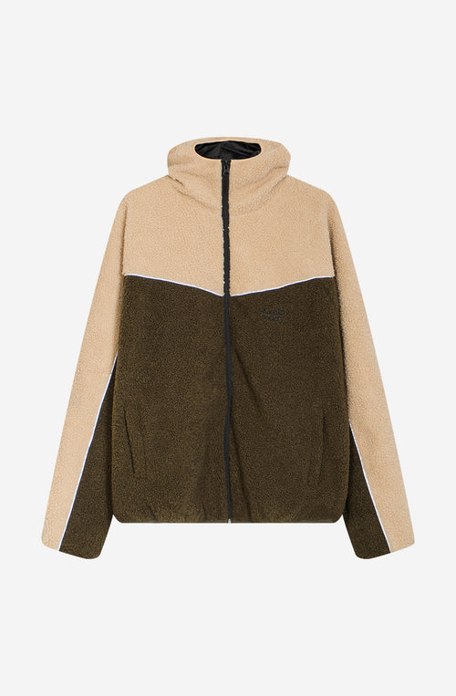 Fleecejacke kombiniertes Curly Elfenbein/Khaki