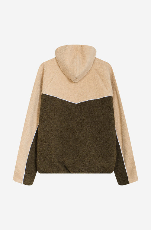 Fleecejacke kombiniertes Curly Elfenbein/Khaki