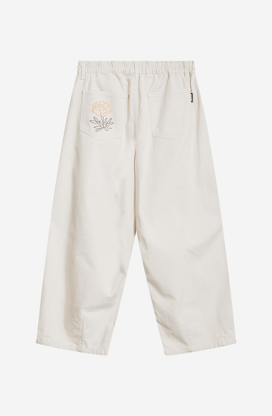 Camelia Elfenbeinhose mit Stickerei und weitem Bein