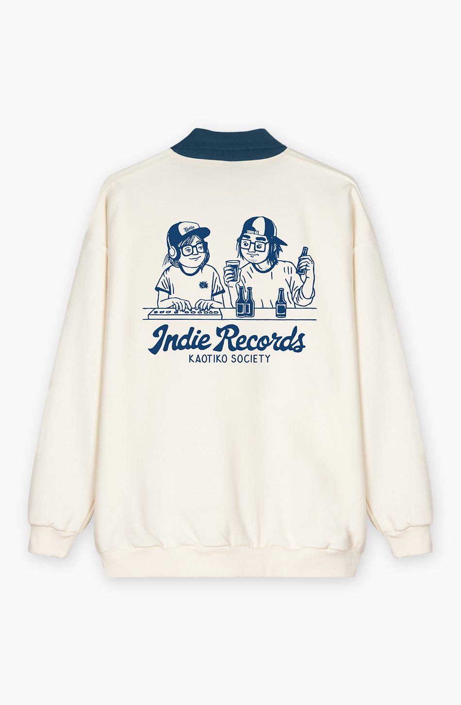 Nutton Indie Couple – Sweatshirt in Elfenbein/Marineblau