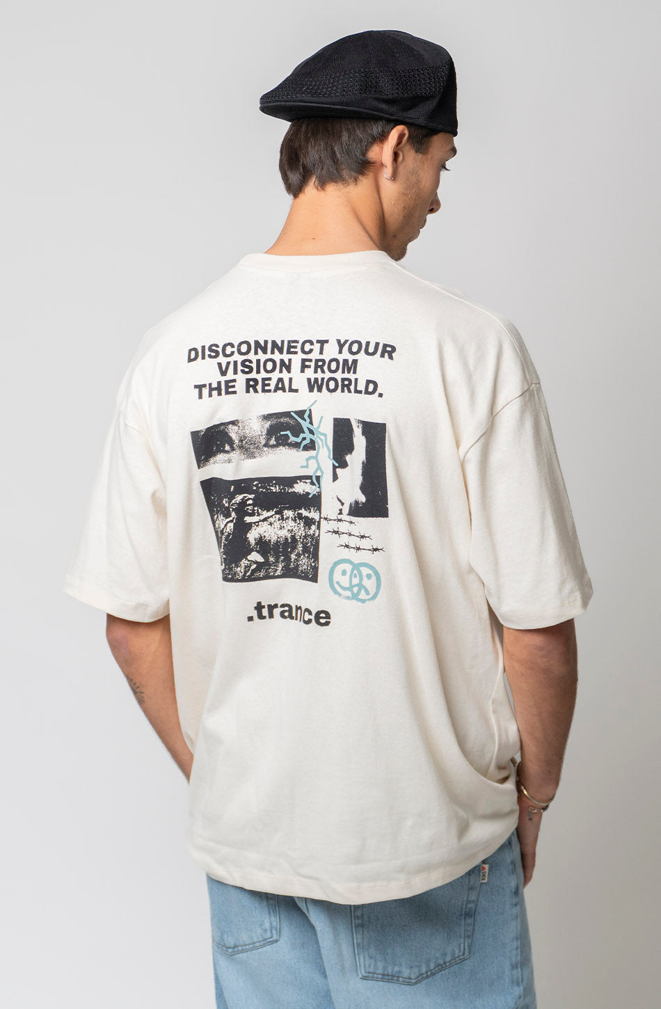 Disconnected Your Vision Elfenbeinfarbenes T-Shirt aus Bio-Baumwolle