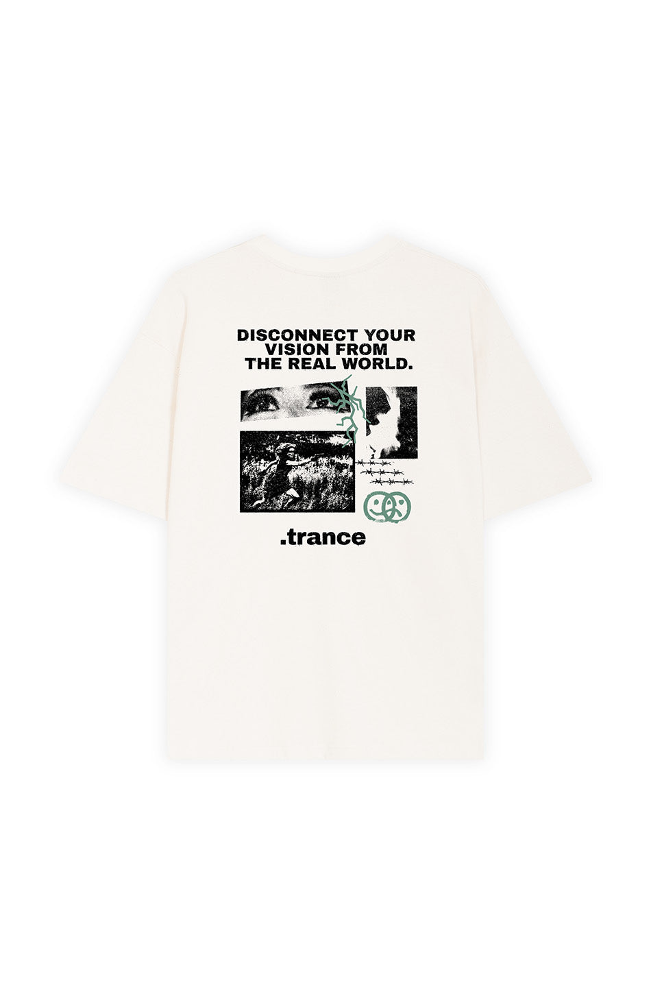 Disconnected Your Vision Elfenbeinfarbenes T-Shirt aus Bio-Baumwolle