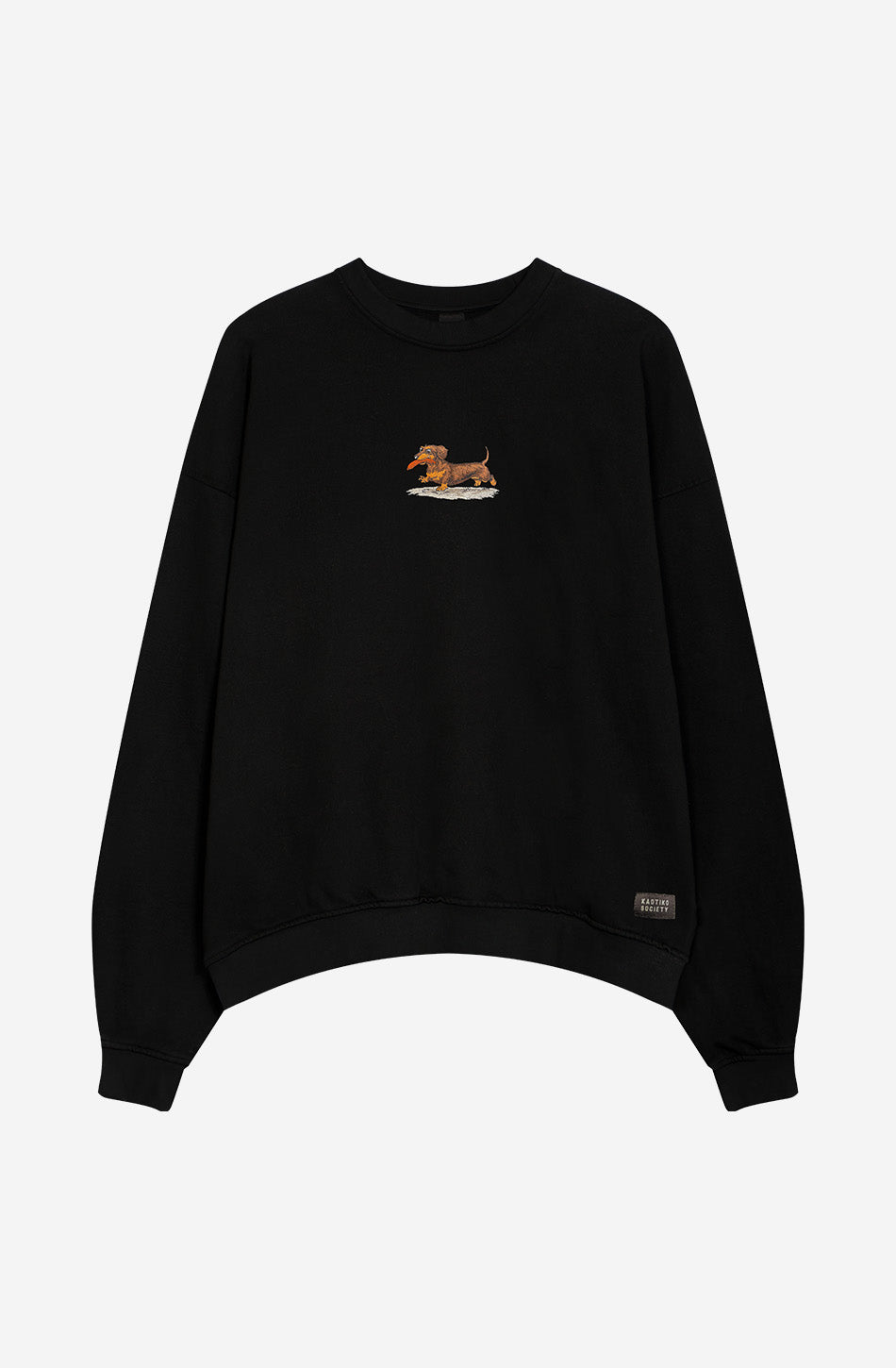 Schwarzes Sweatshirt mit verwaschenem Dackel