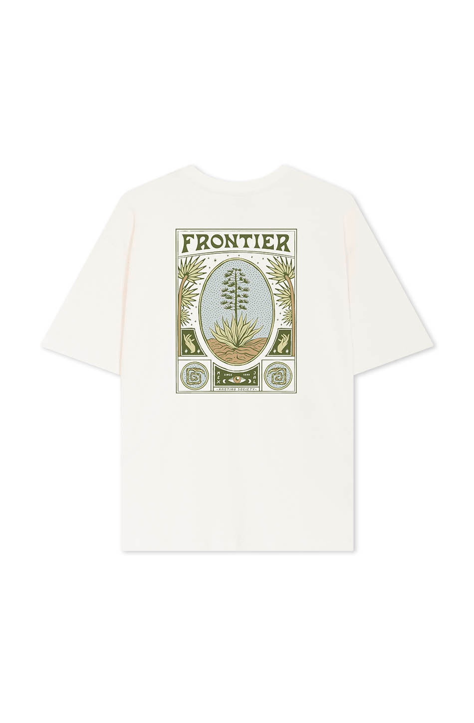 Elfenbeinfarbenes T-Shirt aus Bio-Baumwolle „Frontier“