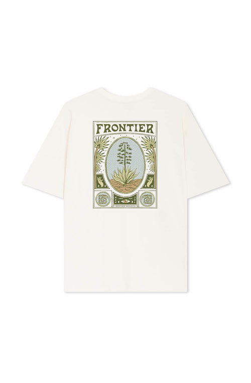 Elfenbeinfarbenes T-Shirt aus Bio-Baumwolle „Frontier“