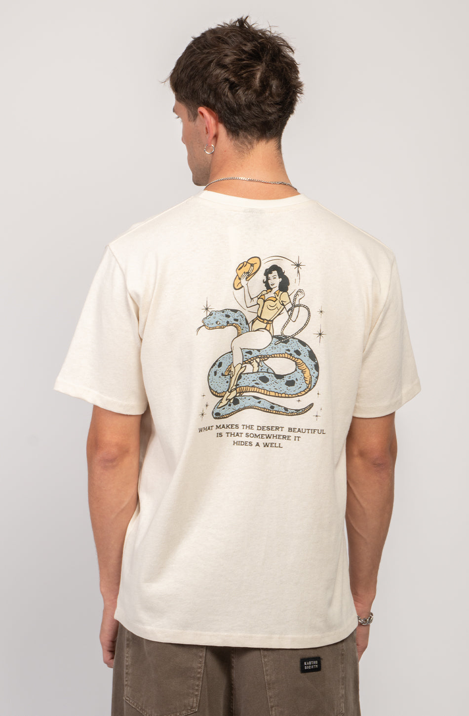 T-shirt en coton bio ivoire Cowgirl Snake
