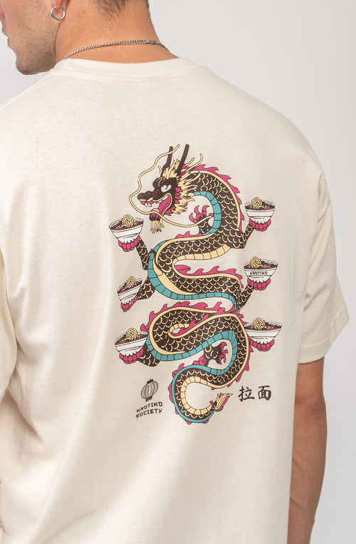 Elfenbeinfarbenes T-Shirt aus Bio-Baumwolle von Tianlong