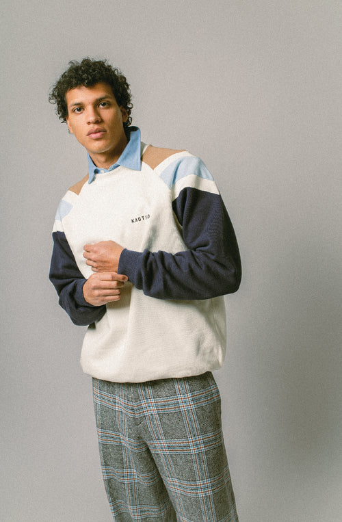 Rocco Elfenbein/Marineblaues Sweatshirt