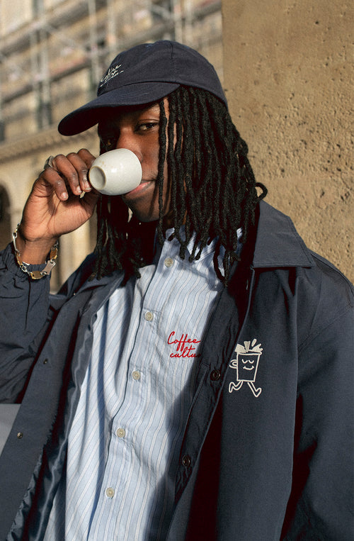 Kaffeekultur Blau/Weiß gestreiftes Hemd