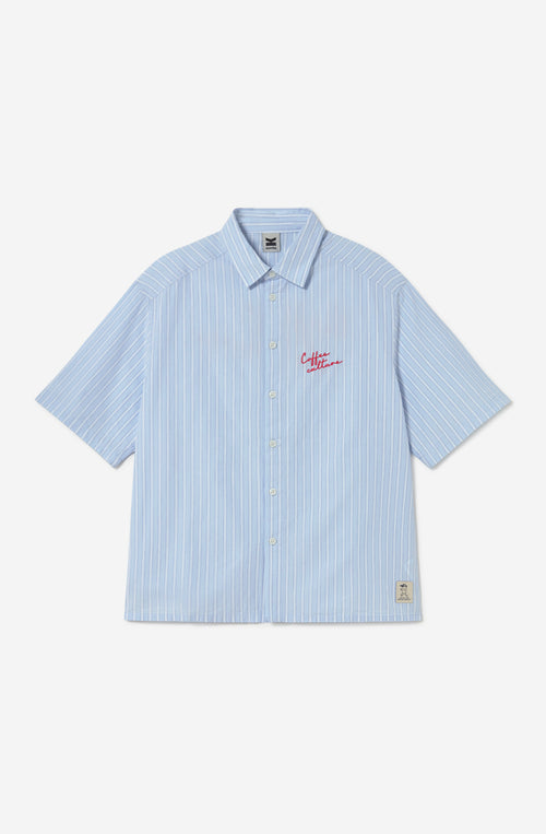 Kaffeekultur Blau/Weiß gestreiftes Hemd