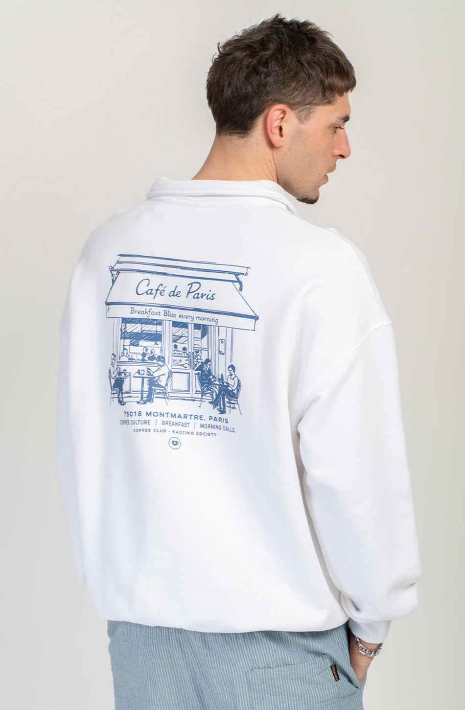 Morning Calls Bio-Baumwoll-Polo-Sweatshirt, weiß