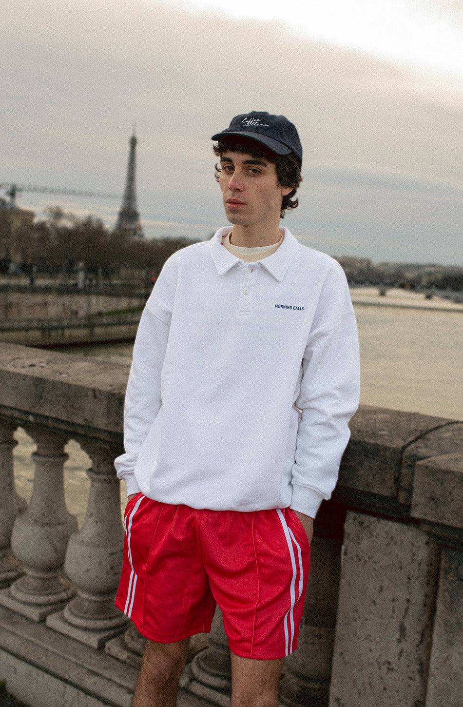 Morning Calls Organic Cotton White Polo Sweatshirt