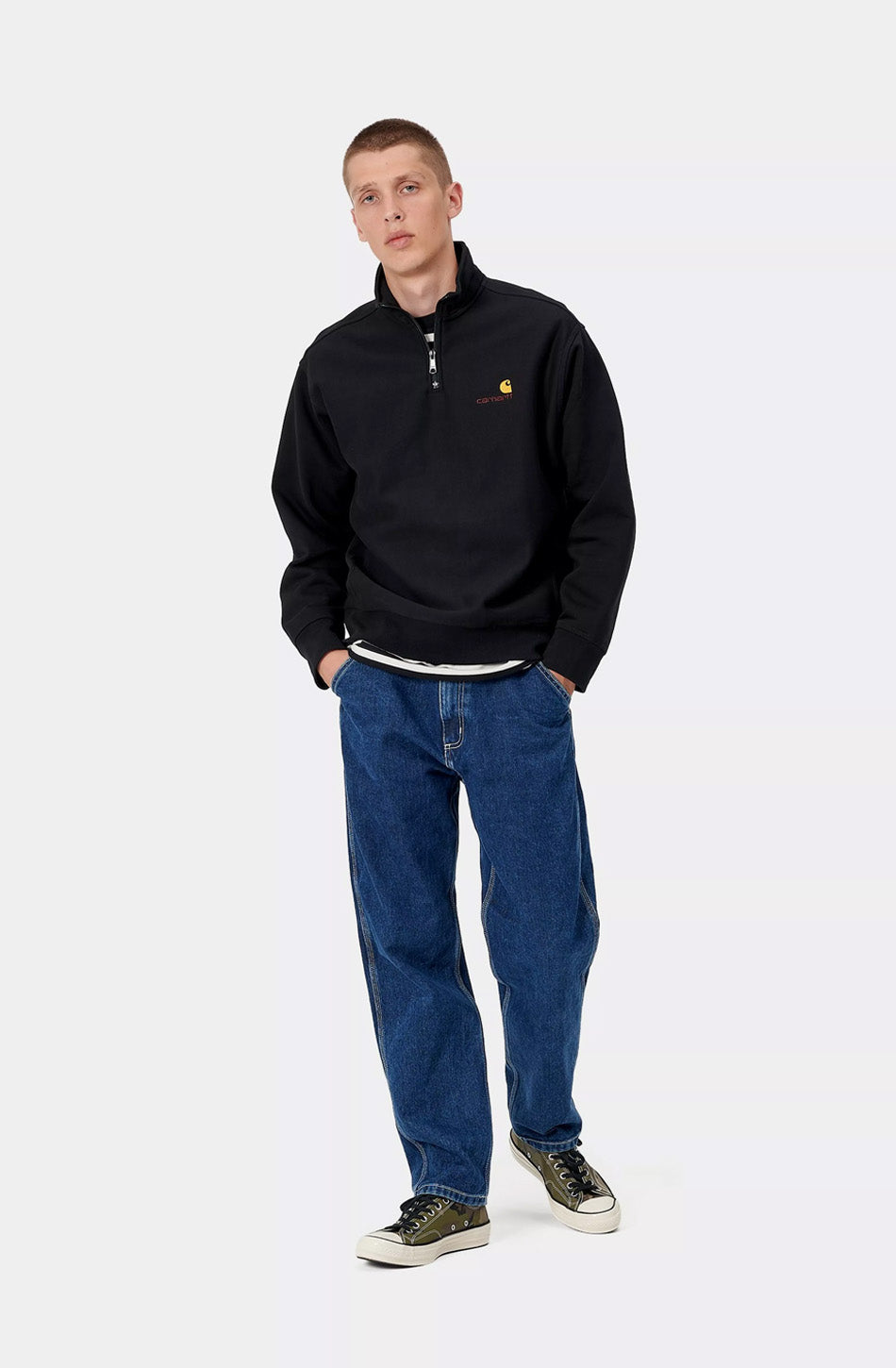 Sudadera Half Zip Carhartt WIP American Script Black