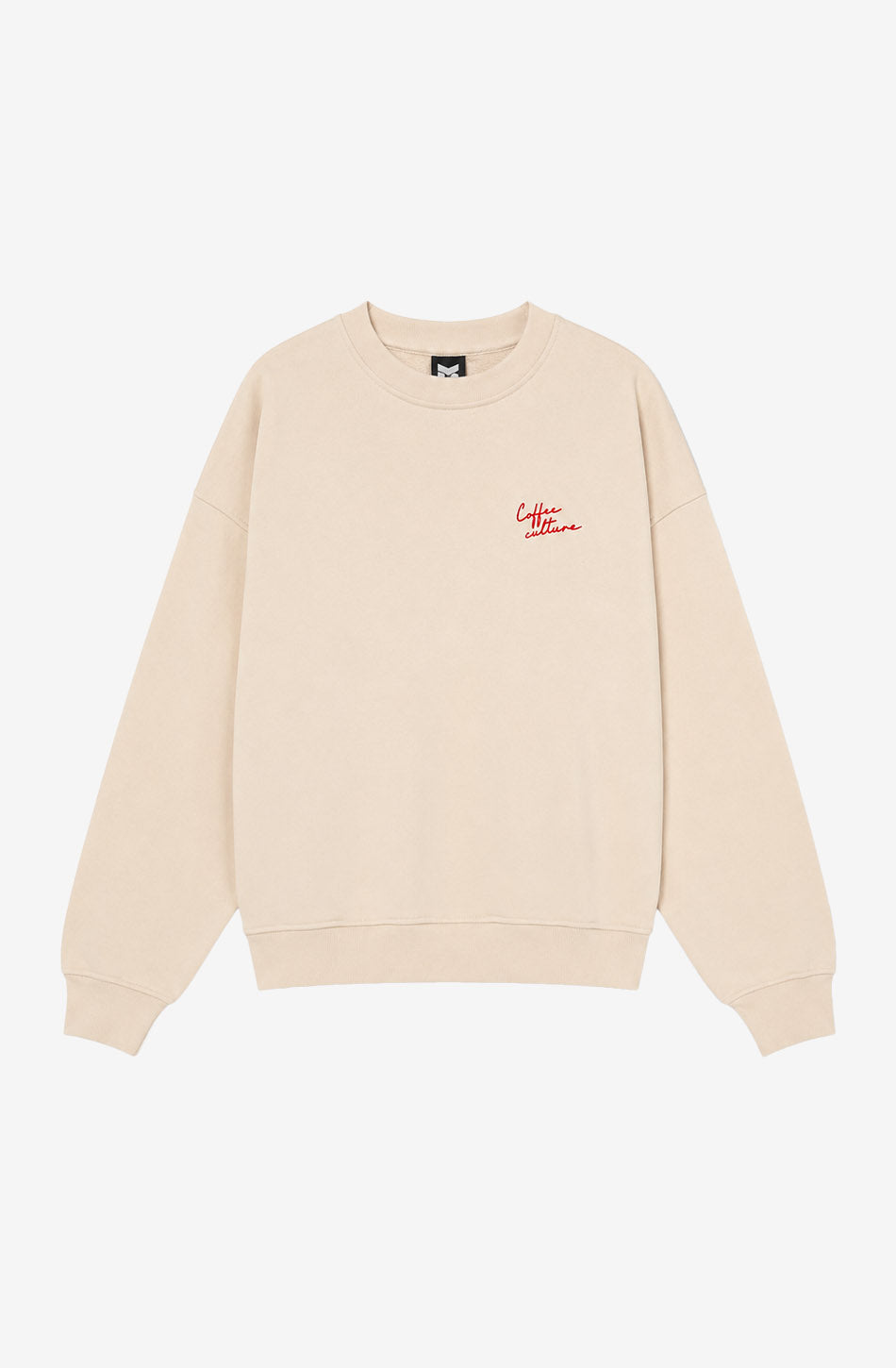 Sudadera Coffee Culture Ivory unisex con bordado frontal y gran ilustración inspirada en la cultura del café en la espalda
