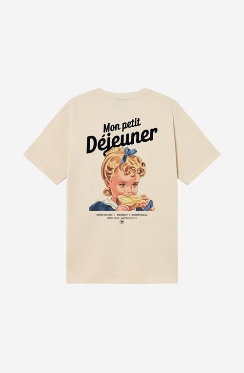 Camiseta Mont Petit Dejeuner Organic Ivory unisex de algodón orgánico Kaotiko BCN